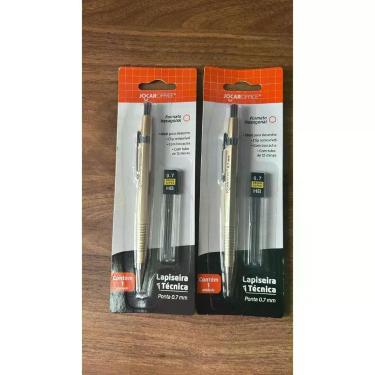 Imagem de Kit Lapiseira Técnica com Grafites 0.7mm Hexagonal OEM Jocar Office com Tubo 12 Minas para Desenho Dourada