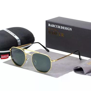 Imagem de Óculos De Sol Hexágonal Barcur Polarizados Com Proteção Uv 400 8550 Dourado