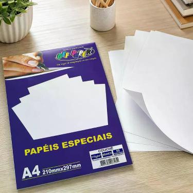 Imagem de Papel Couchê 170g A4 210x297mm Branco Semi Brilho Off Paper Liso Profi