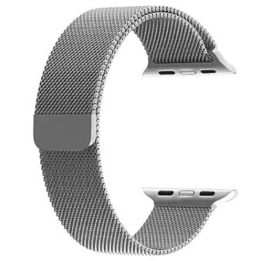 Imagem de Pulseira Metal Milanese Compatível Smartwatch Apple Iwo Hw Fecho Magnético Cor:prata;tamanho:42/44/45/47/49mm