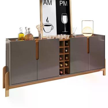 Imagem de Buffet Aparador Lizz 190cm 4 Portas Com Adega Cinza Pérola-cedro - Casa D Cinza Pérola-cedro