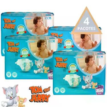 Imagem de Fralda Descartável Infantil Tom e Jerry Hiper 4 Pacotes Tamanho P/M/G/