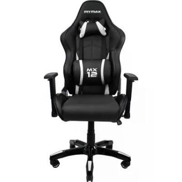 Imagem de Cadeira Gamer Mymax Mx12, Peso Máximo Suportado: 150kg, Giratória, Preto/Branco
