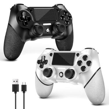 Imagem de AceGamer 2 Pack for PS4 Controller, Wireless Controller for PS4/Pro/Slim/PC, with Non-Slip Grip of Both Sides and 2 USB-C Cable! (Black and White)