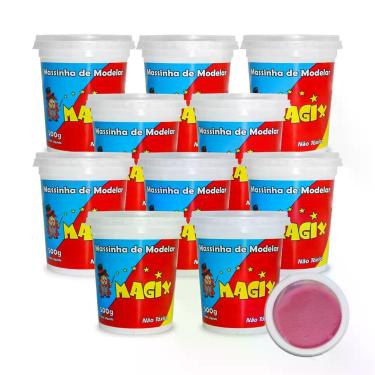Imagem de Kit 10 Potes Massa Massinha de Modelar Infantil 500g Escolar - MAGIX K
