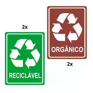 Imagem de Kit 4 Adesivos Lixo Reciclavel E Lixo Orgânico 20x15cm Verde
