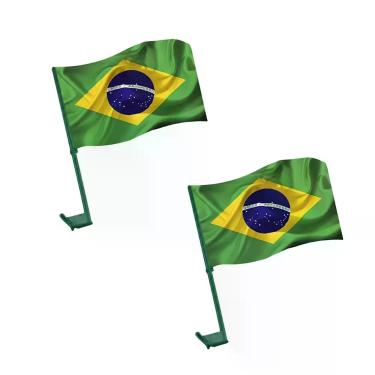 Imagem de Kit 2 Bandeiras Do Brasil Vidro de Carro Com Haste 30x45cm - Pica-Pau