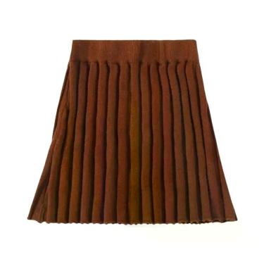 Imagem de Saia De Malha Canelada Marrom Para Meninas Boutique 2025 Alta Qualidad