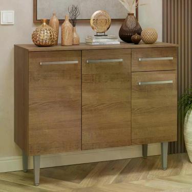 Imagem de Buffet Aparador 105cm 3 Portas e 1 Gaveta Madesa, Rustic