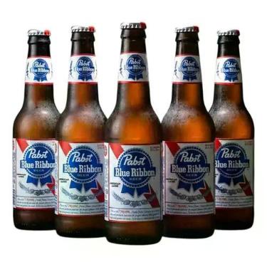 Imagem de Kit 6 Cerveja Long Neck Pabst Blue Ribbon 355ml