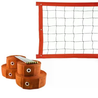 Imagem de Kit rede de vôlei 6 metros + marcação laranja - Evo Sports, Preto
