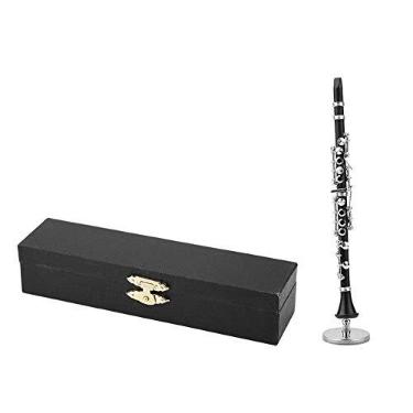 Imagem de Modelo de instrumento de clarinete Sheens, modelo de instrumento de metal em miniatura com caixa preta para decoração de casa, amantes de música de Natal, o melhor presente