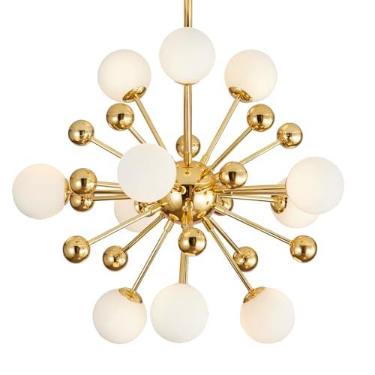 Imagem de KCO Luminária Sputnik Lustre de Iluminação Dourado Meados do Século Moderno Pendente Luz Pendurada Vidro Fosco Moderno Teto Luz Pendente Sala de Estar Sala de Jantar (11 Luzes)