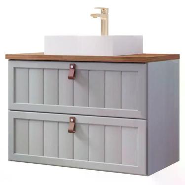 Imagem de Gabinete de Banheiro Sense com Cuba 80cm Pistache/Freijo - MGM
