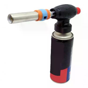Imagem de Kit Refil Gás De 400ml E Isqueiro Maçarico Culinário Preto