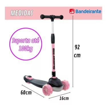 Imagem de Patinete Skatenet Pro Rosa Com Led - Bandeirante Preto Não P Não Possu