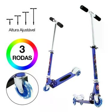 Imagem de Patinete Capitão América 3 Rodas Ajuste de Altura Azul - DM Radical