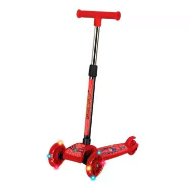 Imagem de Patinete Infantil Vermelho Herói 03 Rodas e com Luz de Led - IMPORTUDO
