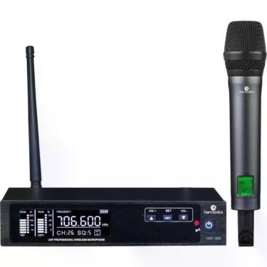 Imagem de Microfone sem Fio HSF-300 Simples UHF Multifrequência com Display Digital Auto Scan e Cápsula Cardioide Harmonics