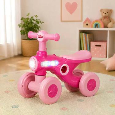 Imagem de Bicicleta de Equilíbrio Infantil 4 Rodas Rosa com Luzes e Som - IMPORT