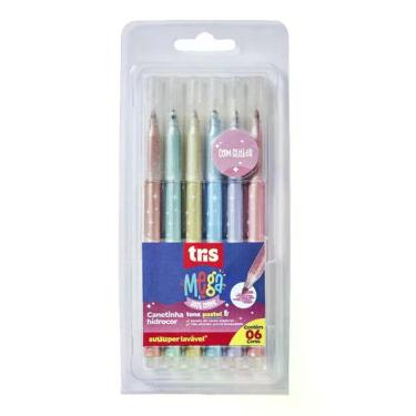 Imagem de Canetinha Hidrográfica Mega Pastel Glitter 603216 6 Cores - Tris