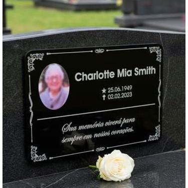 Imagem de Placa Túmulo Jazigo Lápide Memorial Em Acrílico Com Foto