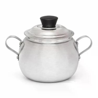 Imagem de Açucareiro Bojudo 500G com Alças Laterais Alumínio Natural para Cozinha 0,5L