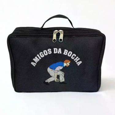 Imagem de Bolsa Porta Bocha Personalizada Nome para 6 bolas Resistente Cor Preta