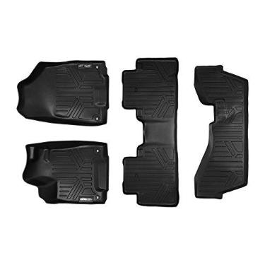 Imagem de SMARTLINER Tapetes de piso de ajuste personalizado, conjunto de forro de 3 fileiras, preto para Acura MDX 2014-2020 com banco de 2ª fileira (sem modelos híbridos)
