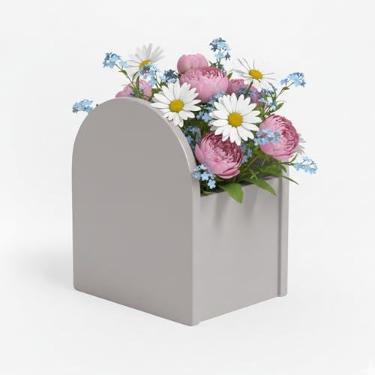 Imagem de Casa Decoratta Vaso Cachepot Flor Decoração Mesa Festas Enfeites Madeira Planta Canetas MDF Cinza