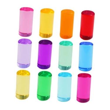 Imagem de Dynwave Conjunto de 12 Blocos Coloridos para Crianças, Brinquedos de Empilhar, Desenvolvimento Motor, Diâmetro 5cm