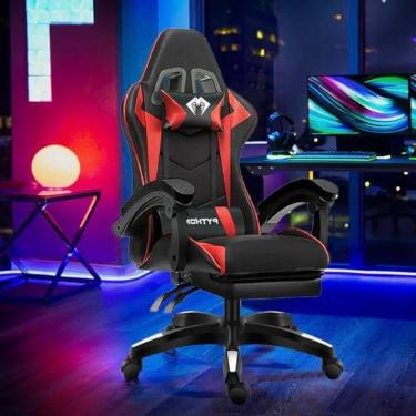 Imagem de Cadeira Ergonomica Gamer Com Apoio Para Os Pés Vermelho