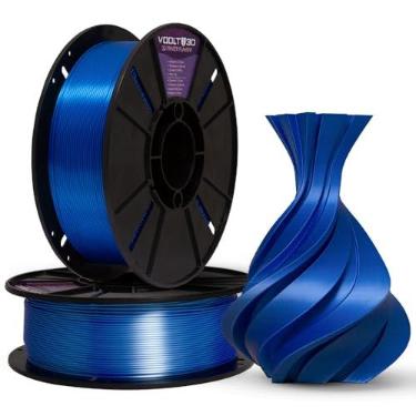 Imagem de Filamento PLA V-Silk High Speed 1Kg 1,75mm Efeito Seda Impressora 3D FDM Voolt3D (Azul Safira V-Silk)