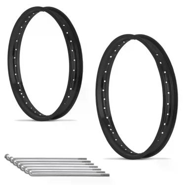 Imagem de Kit de aro e jogo de raio titan 125/150 ybr 125 - ENINCO, Preto fosco,