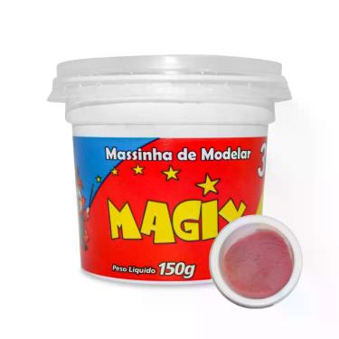 Imagem de Pote Massinha De Modelar Infantil Escolar Atoxica Magix 150g, Vermelho