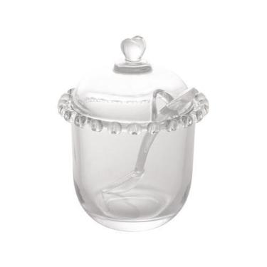 Imagem de Acucareiro de Cristal com Colher 9,5x12 cm Coracao - Coliseu Presentes