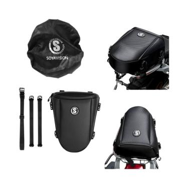 Imagem de Bolsa Traseira Para Motocicleta Preta De Grande Capacidade Multifuncio