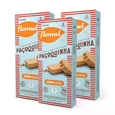 Imagem de Kit Tablete De Paçoca Zero Açúcar - Flormel 3 Caixas 60g