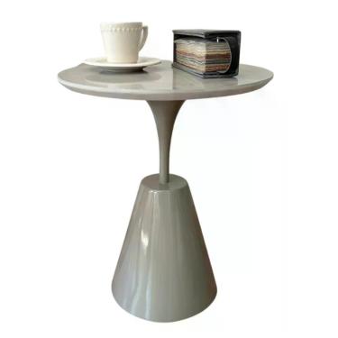 Imagem de Mesa Lateral Cone Masp Redonda 30 Cm Tampo Cinza Base Cinza Cor Marrom