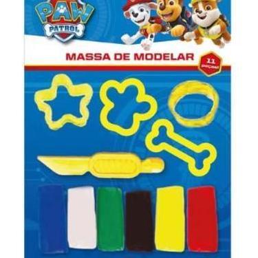 Imagem de Massa de Modelar 6 cores 4 moldes 1 faquinha patrulha canina azul - Ci