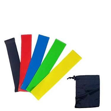 Imagem de Combo 5 Faixas Elásticas Elásticos Alongamento Yoga Saúde Relaxamento Academia Músculos Personal Trainer Thera Band Fitness Mini Bands Ginástica
