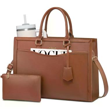 Imagem de Sacola para laptop LOVEVOOK Leather Office Work 15,6" marrom
