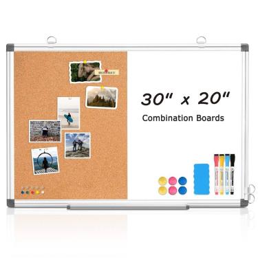 Imagem de Quadro Branco WALGLASS 76 cm  51 cm  Combo com Quadro de Cortiça