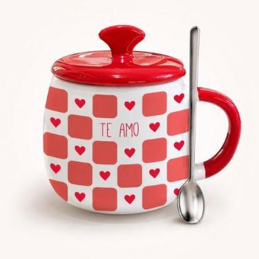 Imagem de Caneca Com Tampa e Colher Açucareiro 420 ml - Allmix