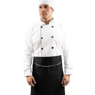 Imagem de Kit Dolmã chef cozinha + Chapéu + Avental chef cozinha masculino - Dem