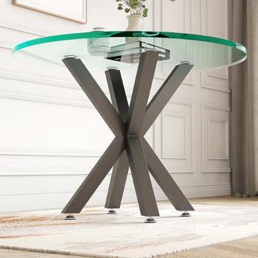 Imagem de LBSLMJB Pernas de mesa de metal 71 cm, base de ferro forjado resistente para tampos de mesa de vidro, mármore e madeira, casa, cozinha e escritório (preto)