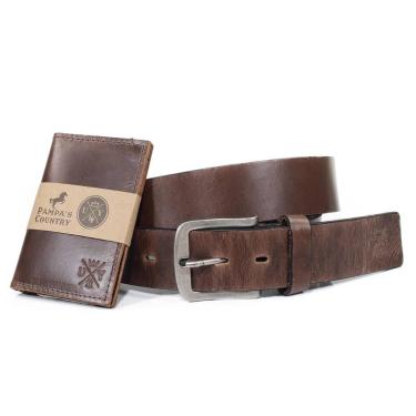 Imagem de Kit Cinto Masculino Em Couro + Porta Cartão Em Couro - Use Young, Marr