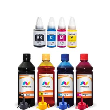 Imagem de Refil e 4 Tintas de 500ml Compatível Para Canon G3100 - Toner Vale