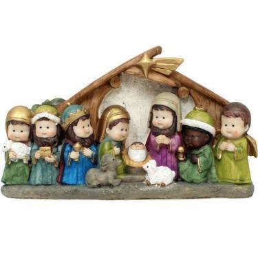 Imagem de Presépio Divertido Em Resina Natal Nascimento Jesus 18x20cm - Genérico
