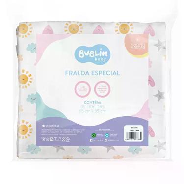 Imagem de Fralda Pano Especial Estampada - 65 cm x 65 cm - BUBLIM, Neutro